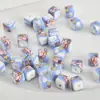 Cuentas cuadradas de cerámica de porcelana azul y blanca para manualidades, cadena tejida con cordón rojo para teléfono móvil, pulsera, collar, accesorios de joyería DIY