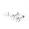 F136 titanio clavo para labio humano color AB piedra lunar ópalo esmerilado aleación de titanio G23 joyería para piercing en el cuerpo humano clavo para el cartílago de la oreja