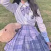 Falda plisada completa uniforme jk de una sola navaja falda de cuadros japonesa traje original auténtico camisa corta Haohai estilo universitario