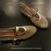 Zapatos Planos Mary Jane Huecos de Tacón Oculto Estilo Francés con Pedrería para Mujer, Zapatos Planos Elegantes Estilo Ballet para Viajes de Negocios para Mujer