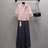 Top adelgazante estilo retro de trabajo Conjunto de dos piezas de pantalones anchos para tratamiento capilar en salón de belleza estilo chino nuevo bordado de tienda cheongsam