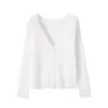 100. Cárdigan de Lyocell con Cuello en V para Mujer, Prendas de Abrigo Finas de Color Sólido para Verano, Cárdigan Fino de Tencel para Verano 2026