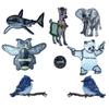 Pegatina de tela de alta gama con borde quemado bordado de tiburón, elefante, panda y pájaro, accesorios de ropa para niños, parche adhesivo DIY