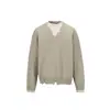 Suéter de Punto Retro Americano Falso de Dos Piezas Destruido con Cuello en V para Hombres y Mujeres en Otoño e Invierno Nicho Holgado Perezoso Casual