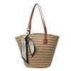 Bolsa de praia nova, moderna, de grande capacidade, para férias à beira-mar, bolsa de ombro de palha colorida, para todos os dias, primavera e verão