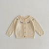 16882025 Cardigan de Punto para Bebé Niña Estilo Otoño Material Hilo de Algodón Bordado Sencillo Chaqueta de Manga Larga Algodón Puro