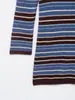 Moda Feminina Transfronteiriça Primavera 2026 Estilo Europeu e Americano Tricô Color Block Listrado Blusa Básica Feminina Slim Fit