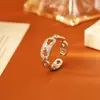Anillo ajustable abierto con nariz de cerdo de circón brillante hueca, moderno, exquisito, de alta gama, con un ambiente único y elegante