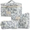 Bolsa Cosmética Portátil Grande Capacidade Floral Pequeno Armazenamento Algodão Acolchoado Portátil Flores Fofas Ins Viagem Estudantes