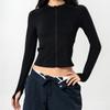 Ropa de Yoga Ajustada de Alta Elasticidad de Una Sola Pieza Sin Costuras Chaqueta Deportiva para Exteriores Cuello Alto Pequeño Manga Larga para Correr Bádminton Yoga