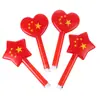 Bandera Roja Palo Fluorescente Flash Cinco Estrellas Palo de Soporte Bandera Roja Día Nacional Niños Escenario Juguetes Reunión Deportiva Accesorios para Eventos