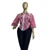 Ropa transfronteriza europea y americana para mujer africana 2026 nueva moda con cuello, huecos, cuadros, mangas de farol, top de diseñador