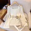 Item Popular de Alta Qualidade das Treze Linhas de Guangzhou ~ Blusa Fina Doce de Outono Feminina com Conjunto Falso de Duas Peças para Mulheres Elegantes