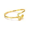 Pulsera de aleación de cobre imitación oro loto bambú "Paz y Tranquilidad" estilo abierto para mujer, baratija de boda de nicho de alta gama