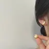 Pendientes Es76 Estilo Ins Retro Irregulares de Plata S925 para Todo el Cuerpo con Textura, Diseño Elegante, Único y Sencillo