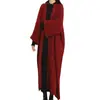 Nuevo cárdigan largo de punto holgado para otoño e invierno, estilo casual, hasta la rodilla, hilo grueso, abrigo suéter talla grande para mujer, algodón grueso