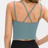 Top Esportivo de Yoga Justo para Mulheres Sexy Alças Finas Cruzadas Corrida Secagem Rápida Roupas de Fitness com Bojo 02109