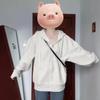 Moletom com Capuz Retrô Americano para Mulheres Início do Outono 2024 Novo Comprimento Médio Oversize Estilo Coreano Estilo Preguiçoso Jaqueta