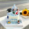 Decoración de Pastel para la Temporada de Graduación 2026: Gorra de Doctorado, Mochila Escolar, Figuras de Estudiantes Hombres y Mujeres, Velero de Navegación Fluida y Ola del Océano Topper
