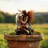 Estilo Boêmio Transfronteiriço Encantadora Fada com Lobo Branco Estaca de Jardim em Acrílico Adequada para Pátio Gramado Vaso de Flores
