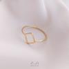 Anillo soporte vacío diy con retención de color oro de 14K anillo geométrico cuadrado rombo corazón de durazno enrollado a mano anillo de respaldo