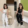Edición Caliente de Verano 2026 Conjunto sin Mangas para Niños Estilo Coreano para Niñas Ropa de Moda Camiseta Q Algodón Conjunto para Niños