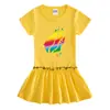 Vestido de verano 2023 para niños, estilo coreano, de manga corta, de algodón, con falda fina plisada estilo occidental.