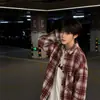 Jaqueta Solta de Manga Longa Primavera e Outono Transfronteiriça Camisa Masculina Retro Tendência Verão Estilo Americano Versátil Casual Camisa Xadrez