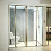 Mampara de Ducha para Baño con Marco Ultraestrecho, Bisagra en T, Puerta Corredera Oscilante Dorada y Panel de Baño de Acero Inoxidable, Personalizable