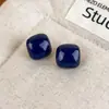 Aretes de botón cuadrados redondeados de colores de caramelo, brillantes, sencillos, de color sólido, estilo básico, elegantes, adecuados para ir al trabajo, aretes pequeños para niñas