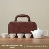 Gordura de Ovelha Jade Novo Estilo Chinês Viagem Outdoor Camping Copo Rápido Dehua Porcelana Branca Pintura a Tinta Bule de Chá Luxo Leve Bolsa de Couro Impressão Personalizada