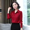 Blusa Roja para Mujer de Manga Larga Estilo 2025 Nueva Primavera y Otoño Marca Reconocida Elegante Dama Camisa de Seda Verano