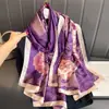 Nova Moda Estilo Primavera e Verão 2025 Lenço Longo de Seda Elegante Lenço Longo de Cetim Lijing para Mãe Leve Versátil para Viagem