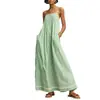 2026 Moda casual de verano nueva para mujer, a rayas, sin mangas, vestido largo