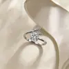 Anillo de Sirena de Zirconia de Moda con Incrustación de Moissanita, Estilo Dulce y Fresco Ajustable, Producto Transfronterizo Más Vendido
