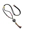 Colgante de Cuenta Dzi de Xizang con Cuerda Colgante Tejida a Mano, Joyería Vintage Estilo Xizang, Colgante Unisex