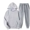 Conjunto Masculino de Primavera e Outono 2022 Cor Sólida Conjunto de Moletom com Capuz Tendência Casual Esportivo Conjunto de Duas Peças