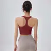 Top Regata de Yoga Costas em H para Mulheres com Bojos Fixos Sutiã Esportivo Integrado Suporte Push-up Sutiã Fitness Anti-Queda