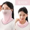 Máscara de seda gelada respirável para passeios ao ar livre no verão, proteção solar, cobertura para orelhas femininas, proteção facial completa, véu para o pescoço, lenço de seda, atacado
