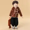 Casaco de Lã para Meninos 2026 Novo Estilo Infantil Outono/Inverno Estiloso Tendência Fashionável Plus Velvet Espessado Quente Casaco de Lã