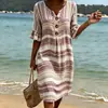 Novo Vestido Longo Cruzado com Decote em V, Babados e Botões 2026, Vestido Casual da Moda e Único para o Dia a Dia das Mulheres, Estilo Verão