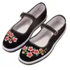 Estilo primavera sola de borracha fivela colorida bordada tecido multicamadas sapatos de pano femininos Old Beijing online sapatos de mãe fundo plano abertura rasa