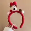 Tiara de Pelúcia Vermelha para Cabelo Feminina Face Washing Cabeça de Urso Cachorro Headband 2024 Nova Outono Inverno High-end Estilo Ocidental Moda Headwear