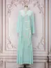 Mt563 En Stock Transfronterizo Vestido de Terciopelo Elegante Holgado de Cuello en V con Lentejuelas y Perlas, Vestido de Noche de Lujo Ligero para Mujer