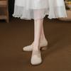 Zapatos de Ballet Mary Jane con Tacón Grueso 2024 Nuevo Elástico Cruzado Tacones Altos Diarios para Mujer Combinan con Todo Piernas Largas Adelgazantes