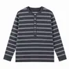 Nueva colección de otoño: Camiseta de manga larga a rayas, de cuello redondo y color liso para hombre, estilo coreano, casual, corte holgado y elegante sin esfuerzo