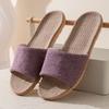 Pantufas de Linho para Casa Solado Grosso Feitas de Palha Masculinas e Femininas Chinelos de Verão para Casa e Interior Antiderrapantes Não Fedorentas Atacado