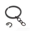 Portallaves plano abierto negro de 30 mm, llavero redondo, accesorio para juguetes, bolsos y botellas de agua