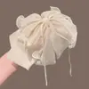 Nuevo clip de coleta de encaje con lazo ultrafemenino y elegante estilo coreano, clip superior de alta gama, pinza de garra para peinado de media coleta para mujer
