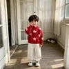 Suéter de tricô infantil com estampa de estrelas, estilo outono/inverno, blusa de tricô soltinha para bebês meninas, blusa de fleece grossa estilo coreano para bebês meninos